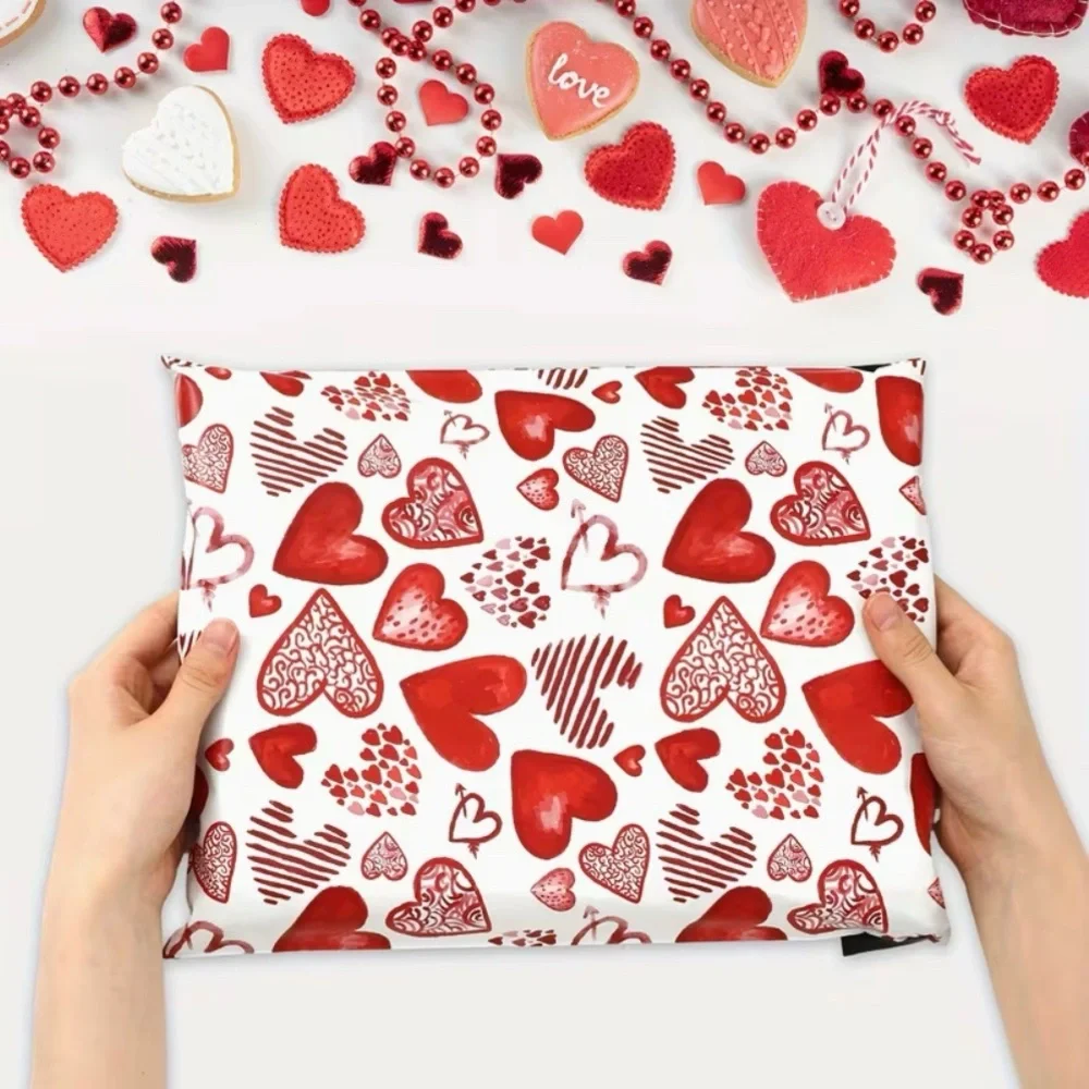 30 10” x 13” Heart Poly Mailers